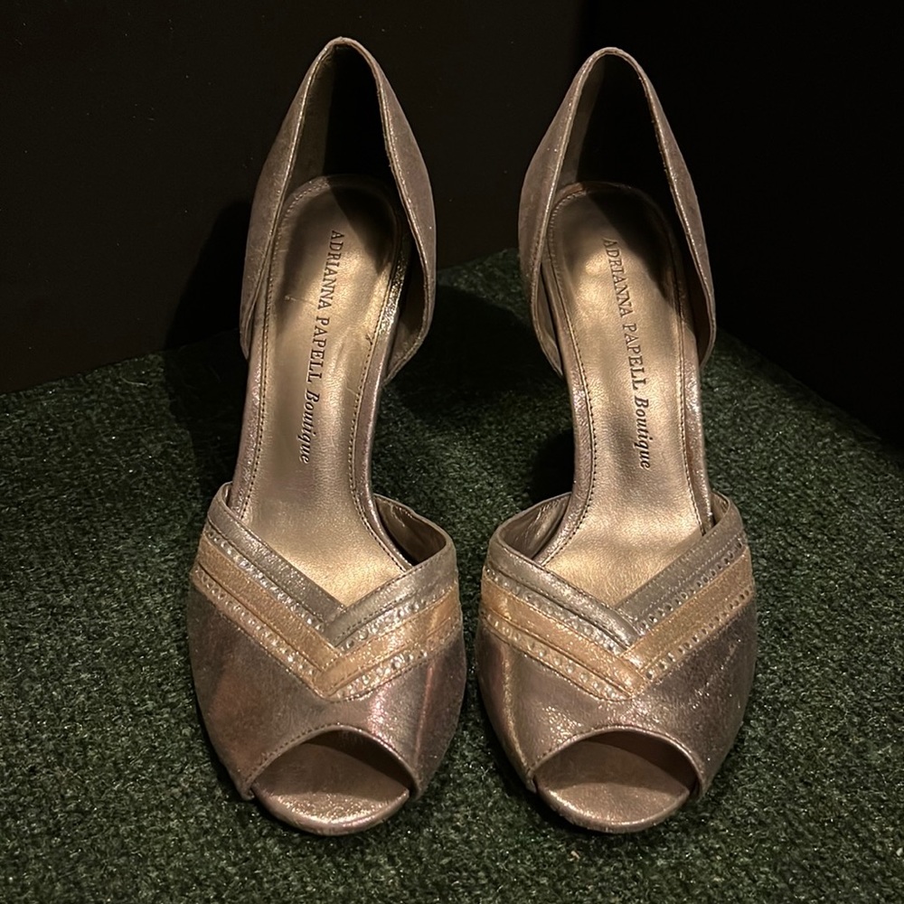 Adrianna Papell Boutique heels, silver, size 8